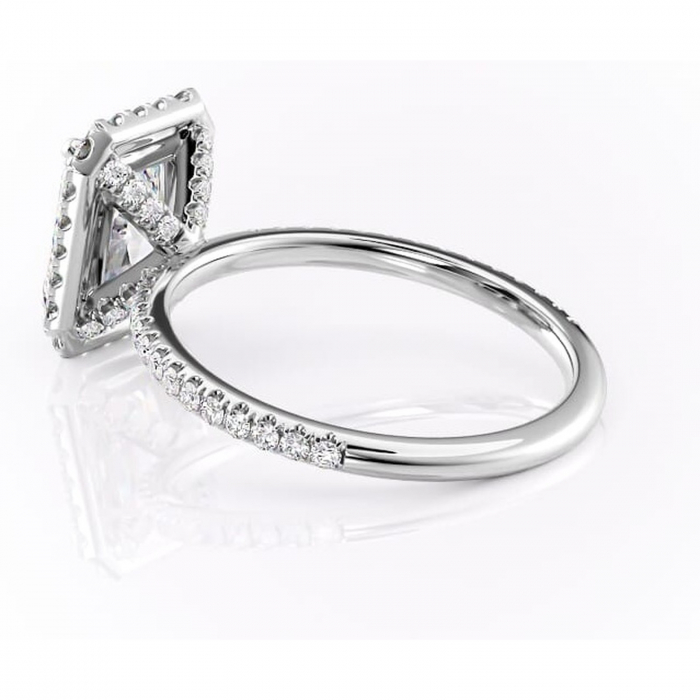 Inel de logodnă Serelith din aur Alb 14kt cu moissanite tăietură radiantă – Halo rafinată pentru profil înalt | Personalizează și configurează gratuit online [5]