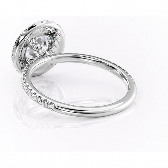 Inel de logodnă Serelith din aur Alb 14kt cu moissanite tăietură rotundă – Halo rafinată pentru profil înalt | Personalizează și configurează gratuit online [4]