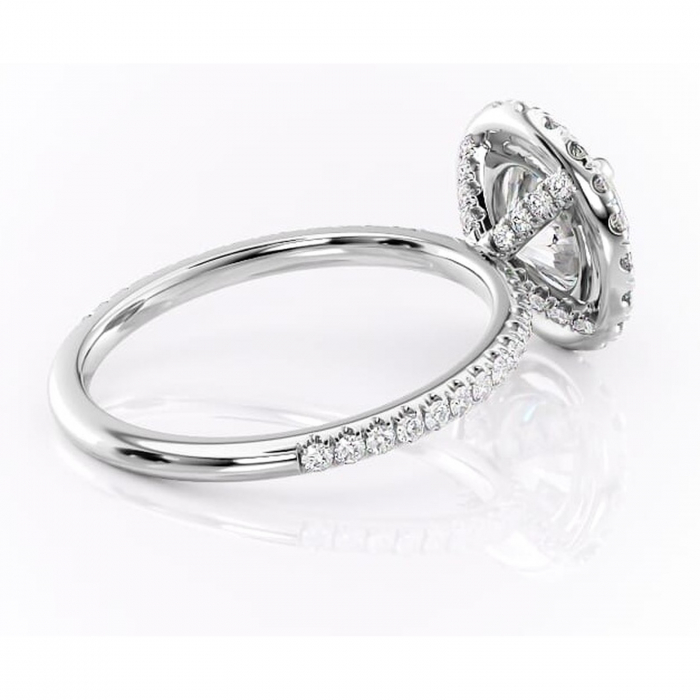 Inel de logodnă Serelith din aur Alb 14kt cu moissanite tăietură rotundă – Halo rafinată pentru profil înalt | Personalizează și configurează gratuit online [3]