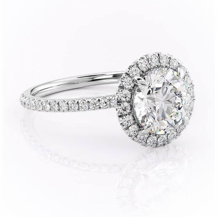 Inel de logodnă Serelith din aur Alb 14kt cu moissanite tăietură rotundă – Halo rafinată pentru profil înalt | Personalizează și configurează gratuit online [1]