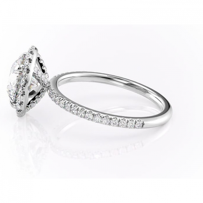 Inel de logodnă Serelith din aur Alb 14kt cu moissanite tăietură rotundă – Halo rafinată pentru profil înalt | Personalizează și configurează gratuit online [6]
