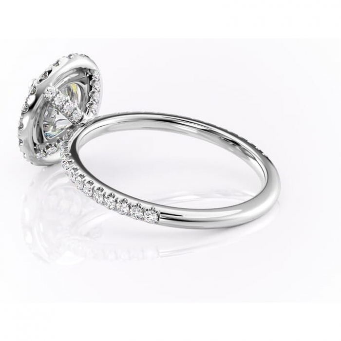 Inel de logodnă Serelith din aur Alb 14kt cu moissanite tăietură rotundă – Halo rafinată pentru profil înalt | Personalizează și configurează gratuit online [5]