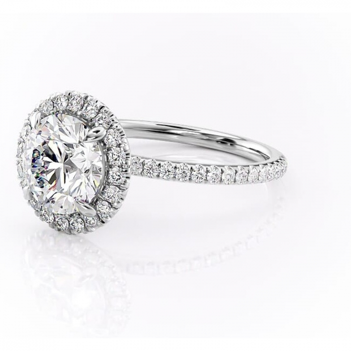 Inel de logodnă Serelith din aur Alb 14kt cu moissanite tăietură rotundă – Halo rafinată pentru profil înalt | Personalizează și configurează gratuit online [7]