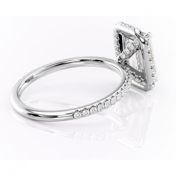 Inel de logodnă Serelith din aur Alb 14kt cu moissanite tăietură smarald – Halo rafinată pentru profil înalt | Personalizează și configurează gratuit online [3]