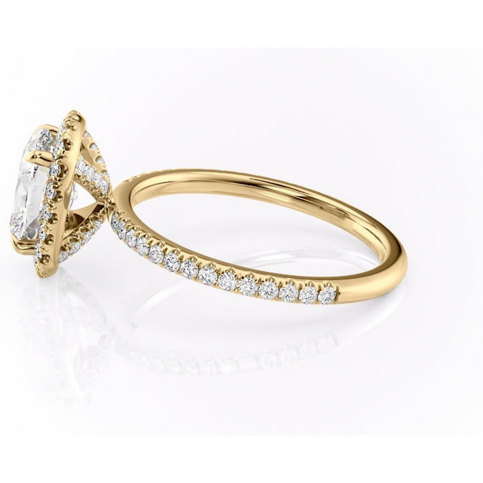 Inel de logodnă Serelith din aur Galben 14kt cu moissanite tăietură asscher – Halo rafinată pentru profil înalt | Personalizează și configurează gratuit online [6]