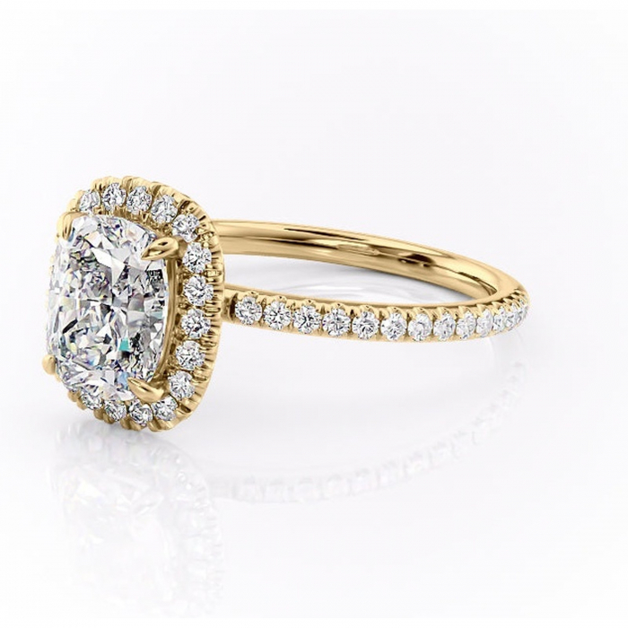 Inel de logodnă Serelith din aur Galben 14kt cu moissanite tăietură asscher – Halo rafinată pentru profil înalt | Personalizează și configurează gratuit online [7]