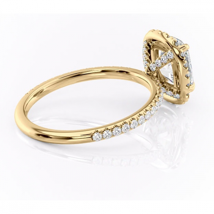 Inel de logodnă Serelith din aur Galben 14kt cu moissanite tăietură asscher – Halo rafinată pentru profil înalt | Personalizează și configurează gratuit online [3]