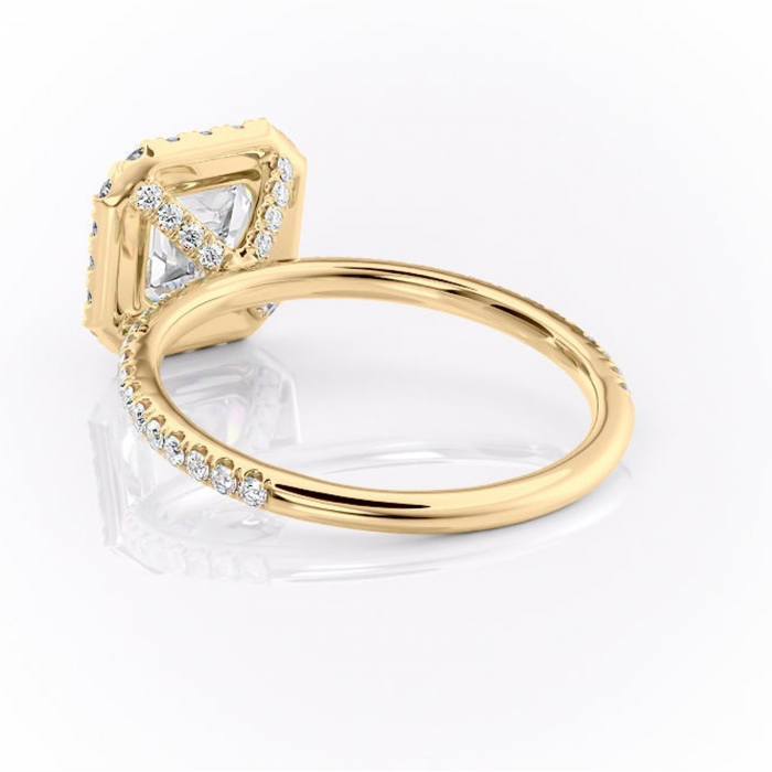 Inel de logodnă Serelith din aur Galben 14kt cu moissanite tăietură asscher – Halo rafinată pentru profil înalt | Personalizează și configurează gratuit online [4]