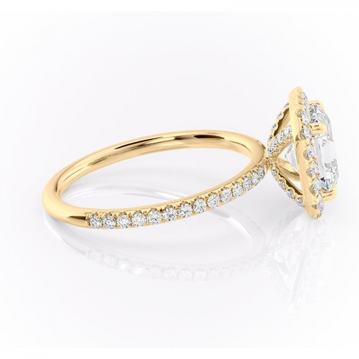 Inel de logodnă Serelith din aur Galben 14kt cu moissanite tăietură asscher – Halo rafinată pentru profil înalt | Personalizează și configurează gratuit online [2]