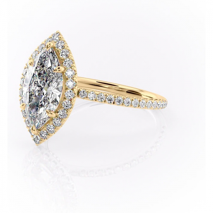 Inel de logodnă Serelith din aur Galben 14kt cu moissanite tăietură marquise – Halo rafinată pentru profil înalt | Personalizează și configurează gratuit online [7]