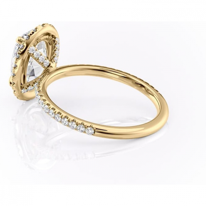 Inel de logodnă Serelith din aur Galben 14kt cu moissanite tăietură ovală – Halo rafinată pentru profil înalt | Personalizează și configurează gratuit online [5]