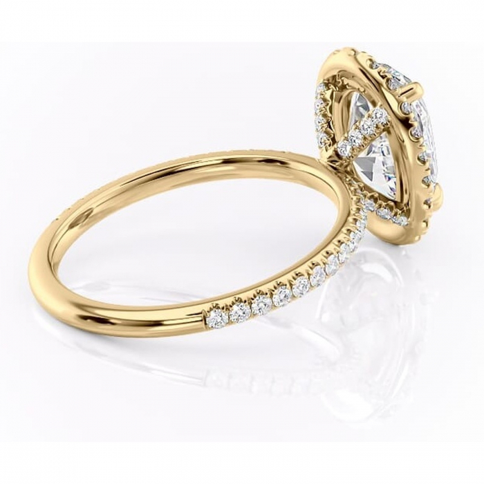 Inel de logodnă Serelith din aur Galben 14kt cu moissanite tăietură ovală – Halo rafinată pentru profil înalt | Personalizează și configurează gratuit online [3]