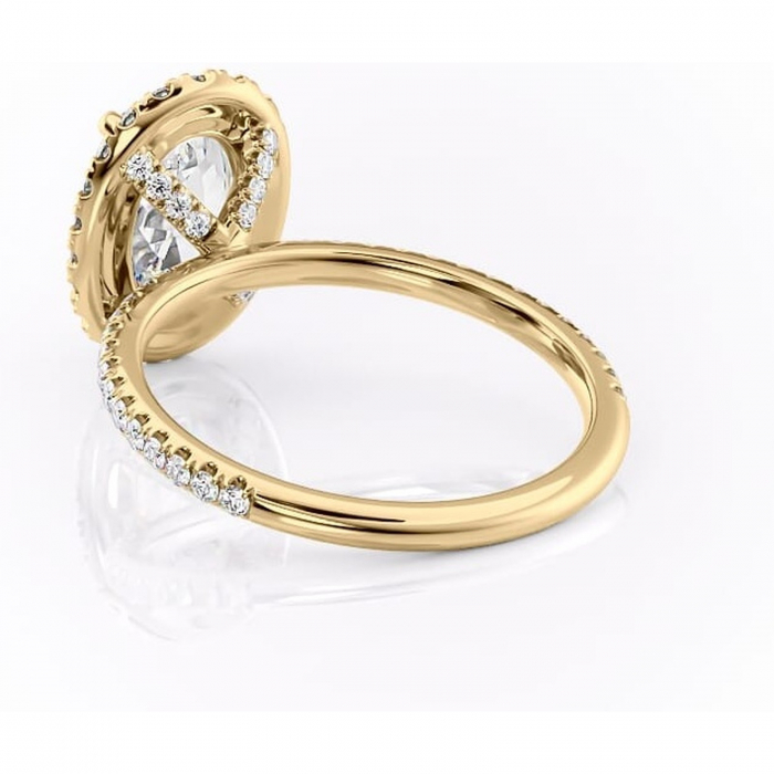 Inel de logodnă Serelith din aur Galben 14kt cu moissanite tăietură ovală – Halo rafinată pentru profil înalt | Personalizează și configurează gratuit online [4]