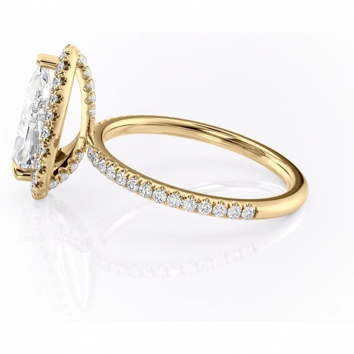 Inel de logodnă Serelith din aur Galben 14kt cu moissanite tăietură pară – Halo rafinată pentru profil înalt | Personalizează și configurează gratuit online [6]