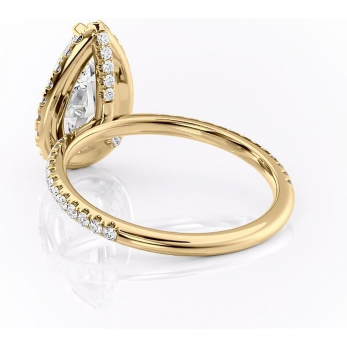 Inel de logodnă Serelith din aur Galben 14kt cu moissanite tăietură pară – Halo rafinată pentru profil înalt | Personalizează și configurează gratuit online [4]