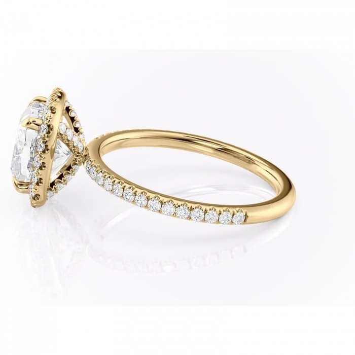 Inel de logodnă Serelith din aur Galben 18kt cu moissanite tăietură pernă – Halo rafinată pentru profil înalt | Personalizează și configurează gratuit online [6]
