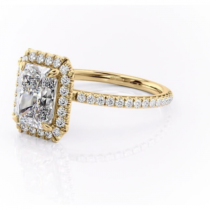 Inel de logodnă Serelith din aur Galben 14kt cu moissanite tăietură radiantă – Halo rafinată pentru profil înalt | Personalizează și configurează gratuit online [7]