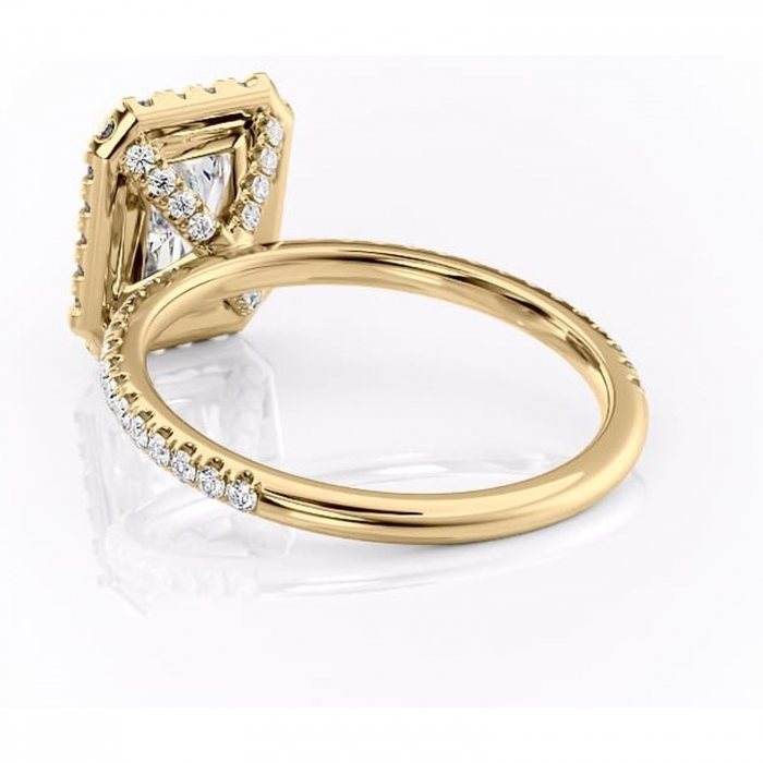 Inel de logodnă Serelith din aur Galben 14kt cu moissanite tăietură radiantă – Halo rafinată pentru profil înalt | Personalizează și configurează gratuit online [4]