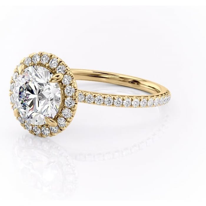 Inel de logodnă Serelith din aur Galben 14kt cu moissanite tăietură rotundă – Halo rafinată pentru profil înalt | Personalizează și configurează gratuit online [7]