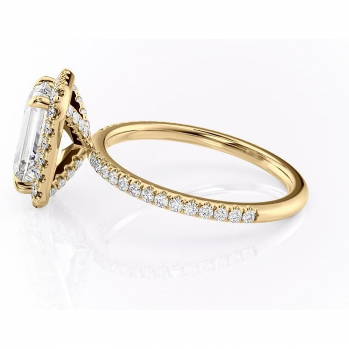 Inel de logodnă Serelith din aur Galben 14kt cu moissanite tăietură smarald – Halo rafinată pentru profil înalt | Personalizează și configurează gratuit online [6]