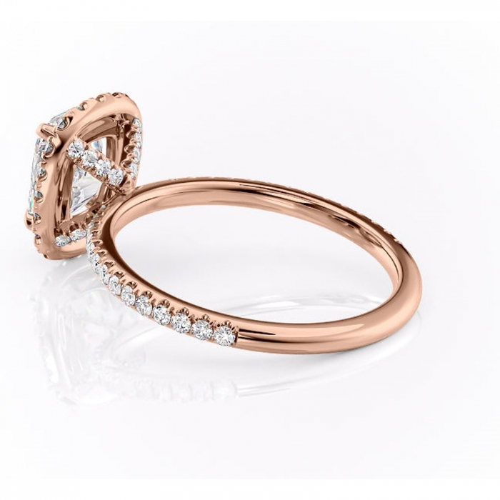 Inel de logodnă Serelith din aur Rose 14kt cu moissanite tăietură asscher – Halo rafinată pentru profil înalt | Personalizează și configurează gratuit online [5]