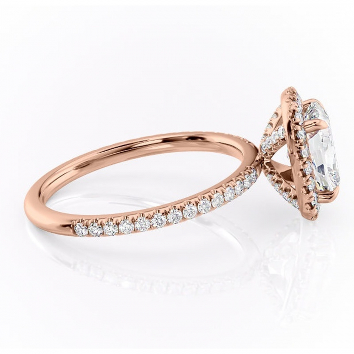 Inel de logodnă Serelith din aur Rose 14kt cu moissanite tăietură asscher – Halo rafinată pentru profil înalt | Personalizează și configurează gratuit online [2]