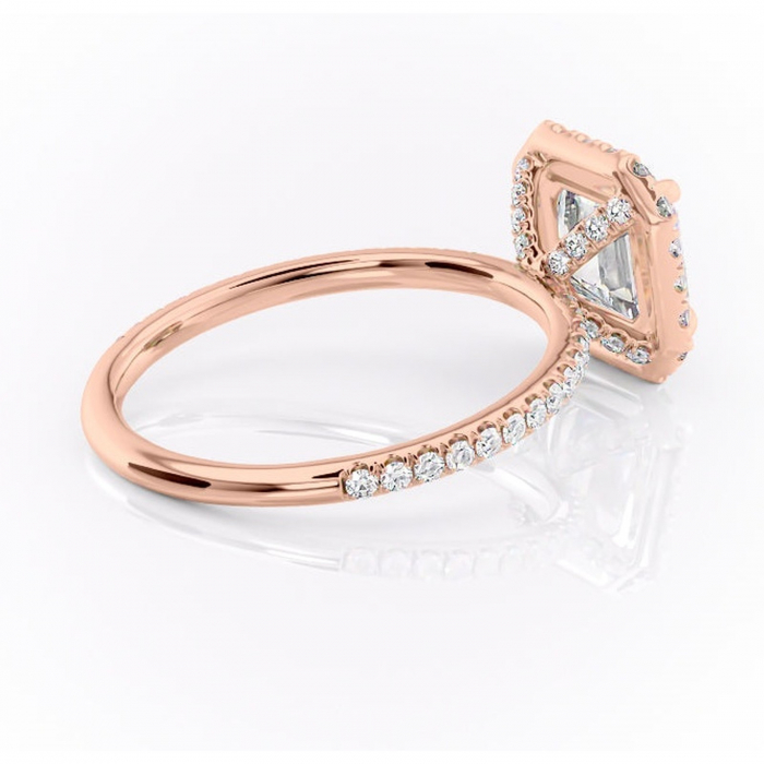Inel de logodnă Serelith din aur Rose 14kt cu moissanite tăietură asscher – Halo rafinată pentru profil înalt | Personalizează și configurează gratuit online [3]