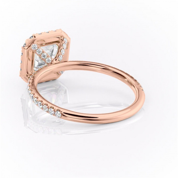 Inel de logodnă Serelith din aur Rose 14kt cu moissanite tăietură asscher – Halo rafinată pentru profil înalt | Personalizează și configurează gratuit online [4]