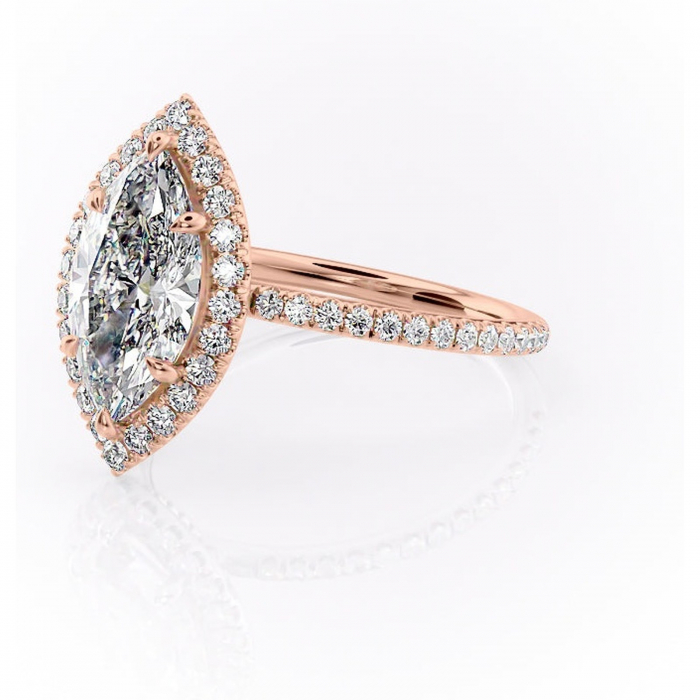 Inel de logodnă Serelith din aur Rose 18kt cu moissanite tăietură marquise – Halo rafinată pentru profil înalt | Personalizează și configurează gratuit online [7]