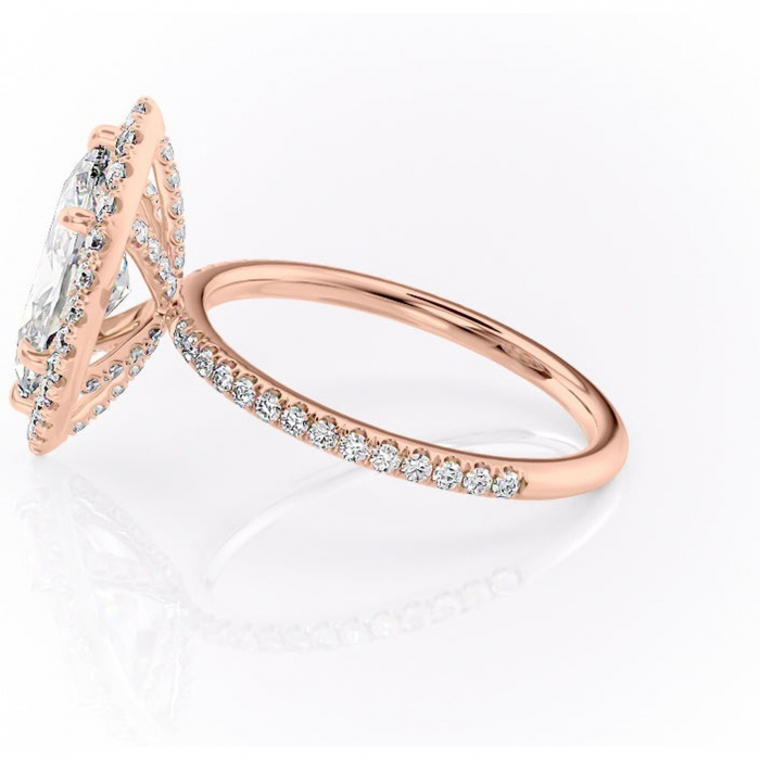 Inel de logodnă Serelith din aur Rose 18kt cu moissanite tăietură marquise – Halo rafinată pentru profil înalt | Personalizează și configurează gratuit online [6]