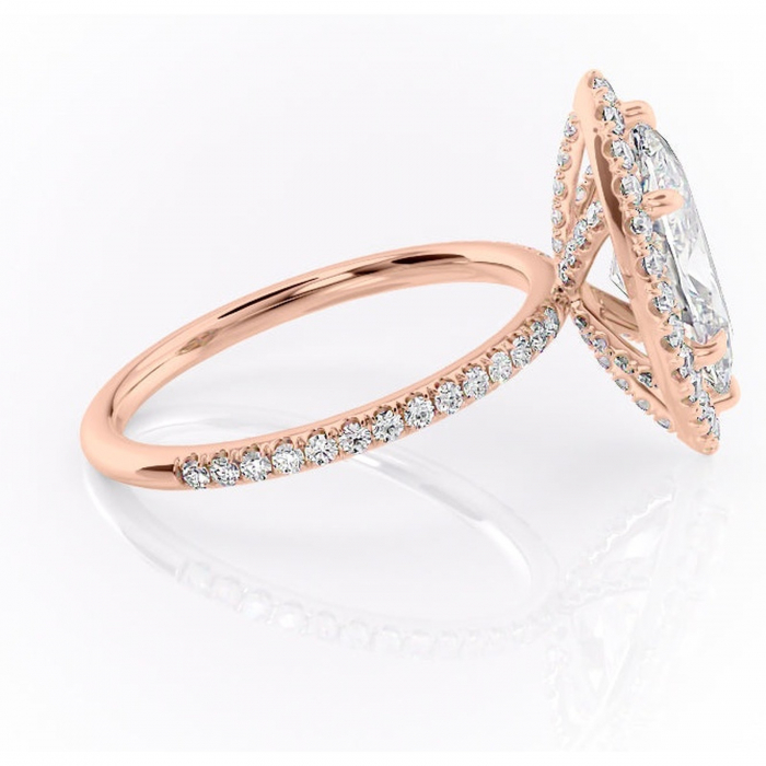 Inel de logodnă Serelith din aur Rose 18kt cu moissanite tăietură marquise – Halo rafinată pentru profil înalt | Personalizează și configurează gratuit online [2]