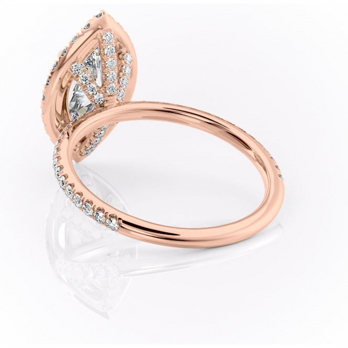 Inel de logodnă Serelith din aur Rose 18kt cu moissanite tăietură marquise – Halo rafinată pentru profil înalt | Personalizează și configurează gratuit online [4]