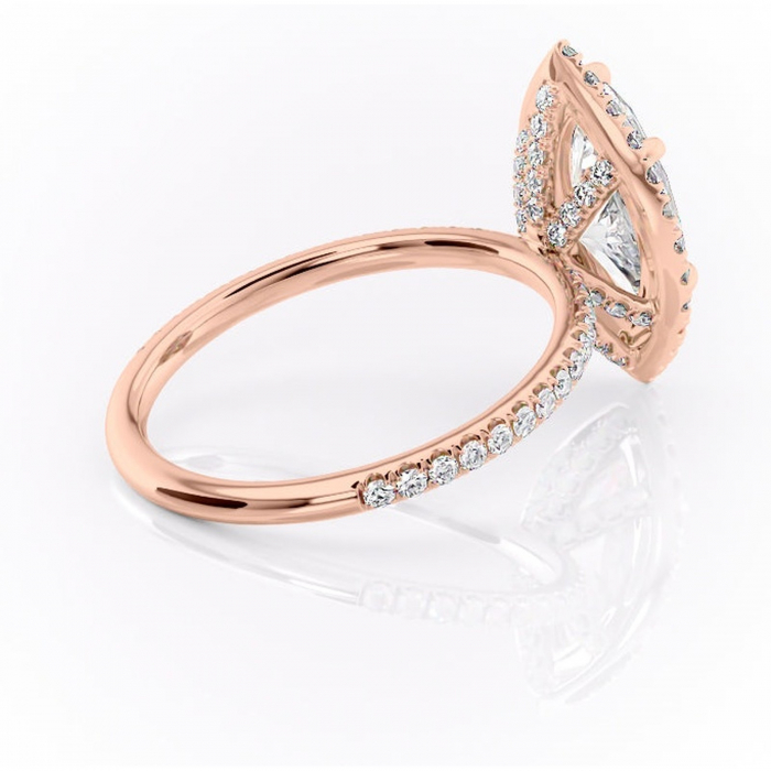 Inel de logodnă Serelith din aur Rose 18kt cu moissanite tăietură marquise – Halo rafinată pentru profil înalt | Personalizează și configurează gratuit online [3]