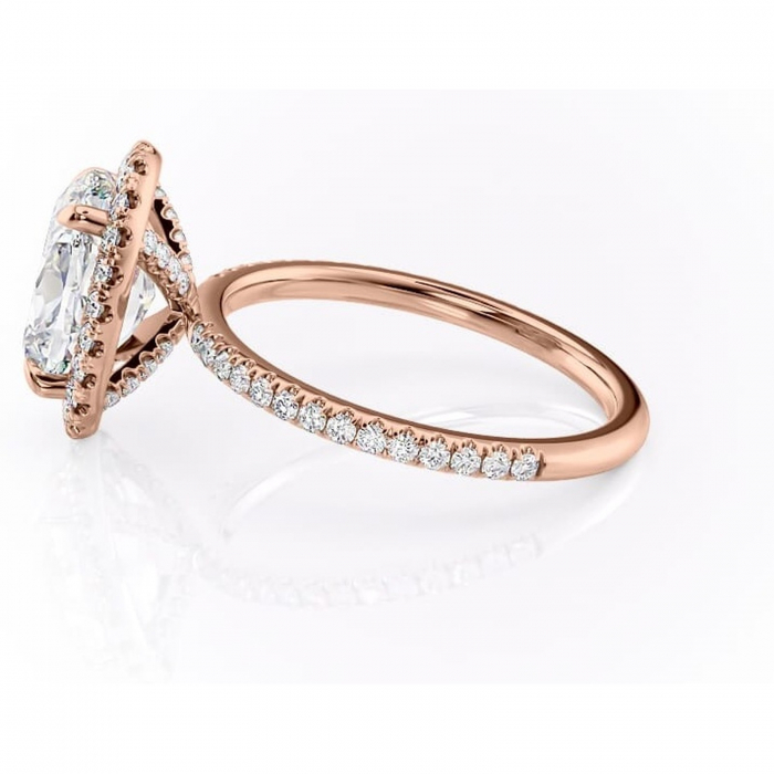 Inel de logodnă Serelith din aur Rose 14kt cu moissanite tăietură ovală – Halo rafinată pentru profil înalt | Personalizează și configurează gratuit online [6]