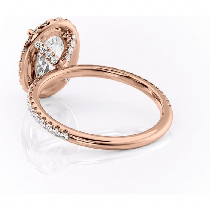 Inel de logodnă Serelith din aur Rose 14kt cu moissanite tăietură ovală – Halo rafinată pentru profil înalt | Personalizează și configurează gratuit online [4]
