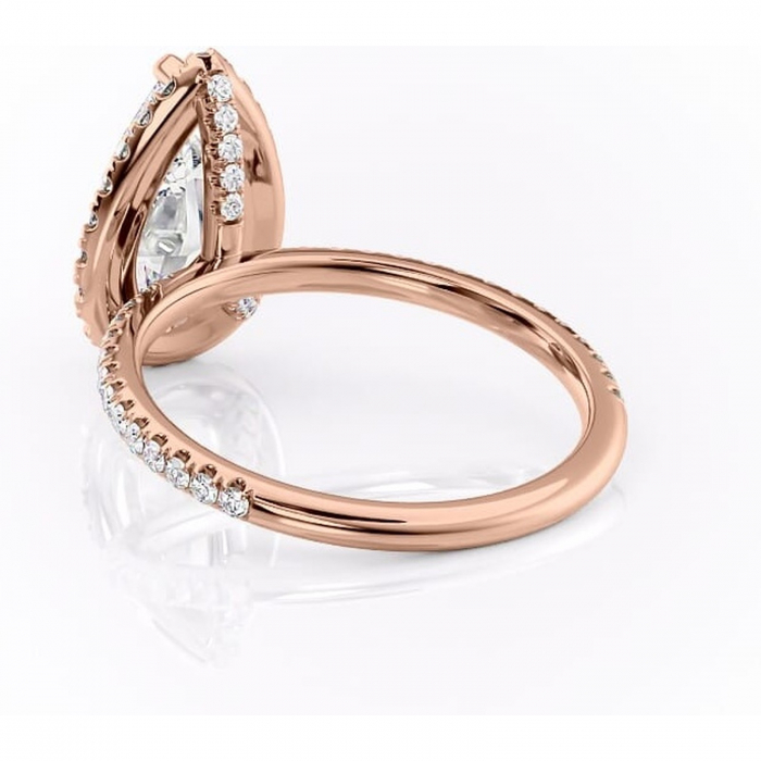 Inel de logodnă Serelith din aur Rose 18kt cu moissanite tăietură pară – Halo rafinată pentru profil înalt | Personalizează și configurează gratuit online [4]