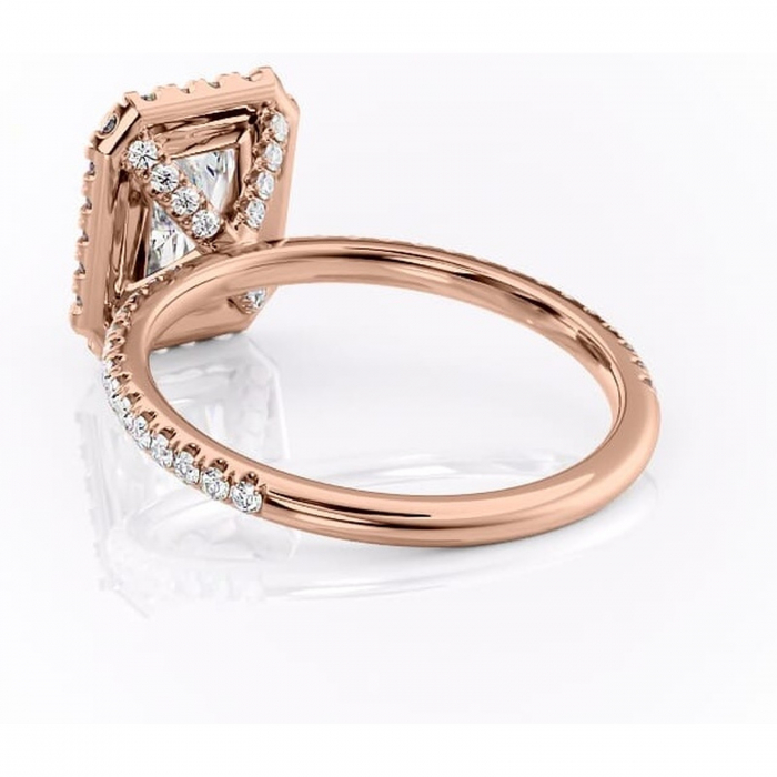 Inel de logodnă Serelith din aur Rose 14kt cu moissanite tăietură radiantă – Halo rafinată pentru profil înalt | Personalizează și configurează gratuit online [4]