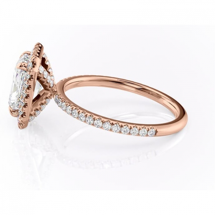 Inel de logodnă Serelith din aur Rose 14kt cu moissanite tăietură radiantă – Halo rafinată pentru profil înalt | Personalizează și configurează gratuit online [6]