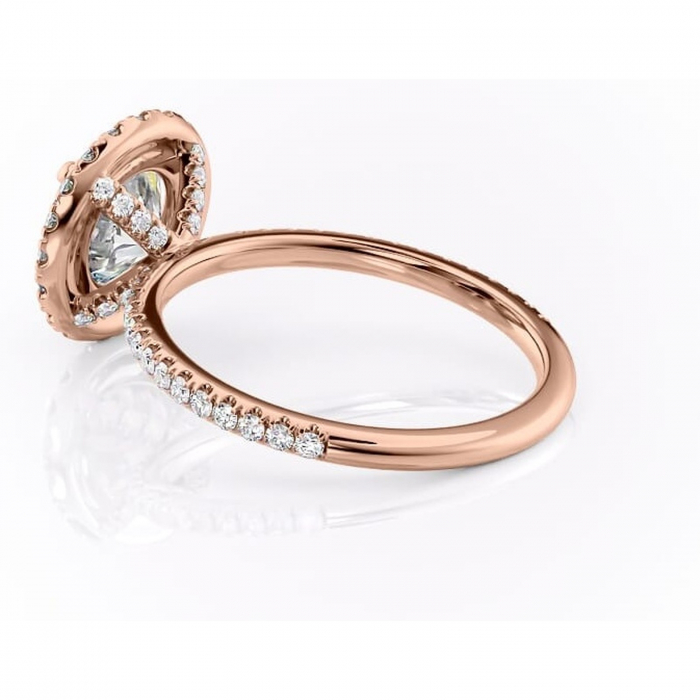 Inel de logodnă Serelith din aur Rose 14kt cu moissanite tăietură rotundă – Halo rafinată pentru profil înalt | Personalizează și configurează gratuit online [5]