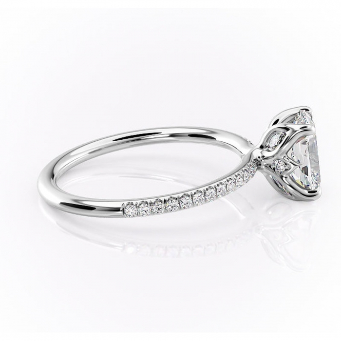 Inel de logodnă Seren din aur Alb 14kt cu moissanite tăietură pernă – Montură pavé rafinată pentru profil înalt | Personalizează și configurează gratuit online [2]