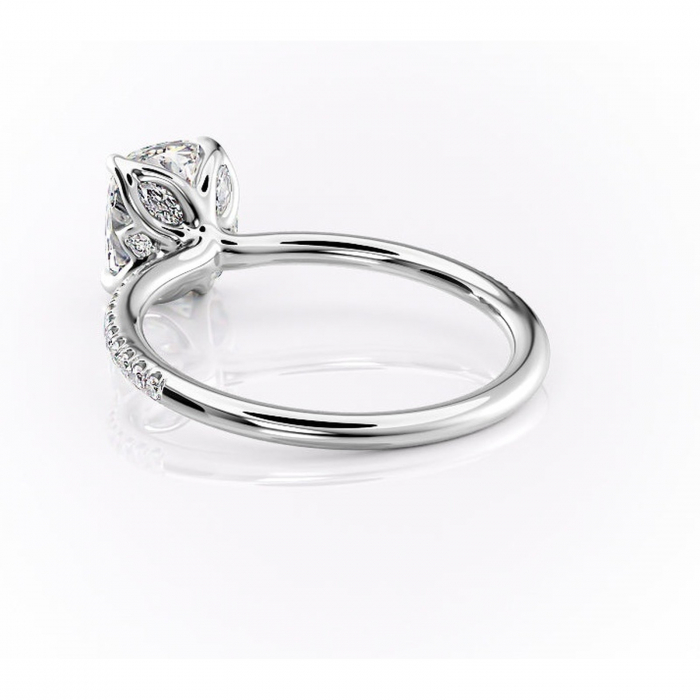 Inel de logodnă Seren din aur Alb 14kt cu moissanite tăietură pernă – Montură pavé rafinată pentru profil înalt | Personalizează și configurează gratuit online [4]