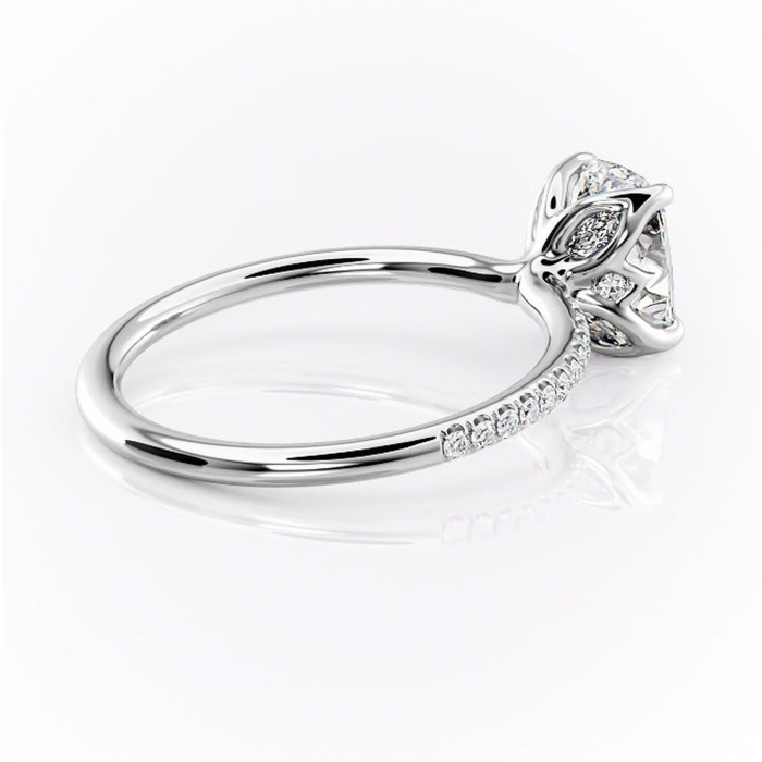 Inel de logodnă Seren din aur Alb 14kt cu moissanite tăietură pernă – Montură pavé rafinată pentru profil înalt | Personalizează și configurează gratuit online [3]