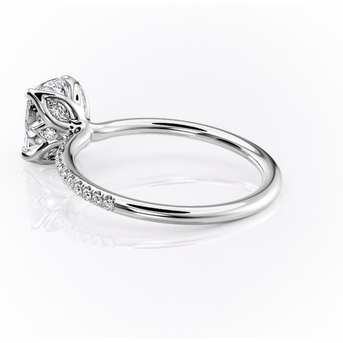 Inel de logodnă Seren din aur Alb 14kt cu moissanite tăietură pernă – Montură pavé rafinată pentru profil înalt | Personalizează și configurează gratuit online [5]