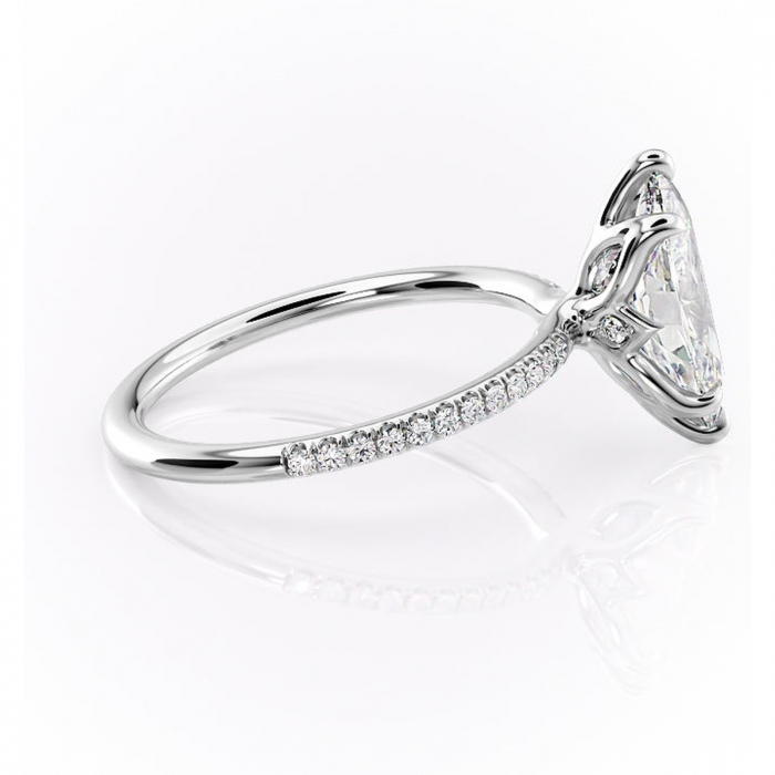 Inel de logodnă Seren din aur Alb 14kt cu moissanite tăietură marquise – Montură pavé rafinată pentru profil înalt | Personalizează și configurează gratuit online [2]