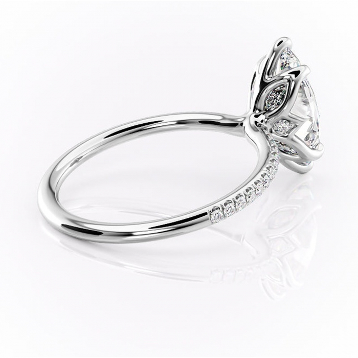 Inel de logodnă Seren din aur Alb 14kt cu moissanite tăietură marquise – Montură pavé rafinată pentru profil înalt | Personalizează și configurează gratuit online [3]