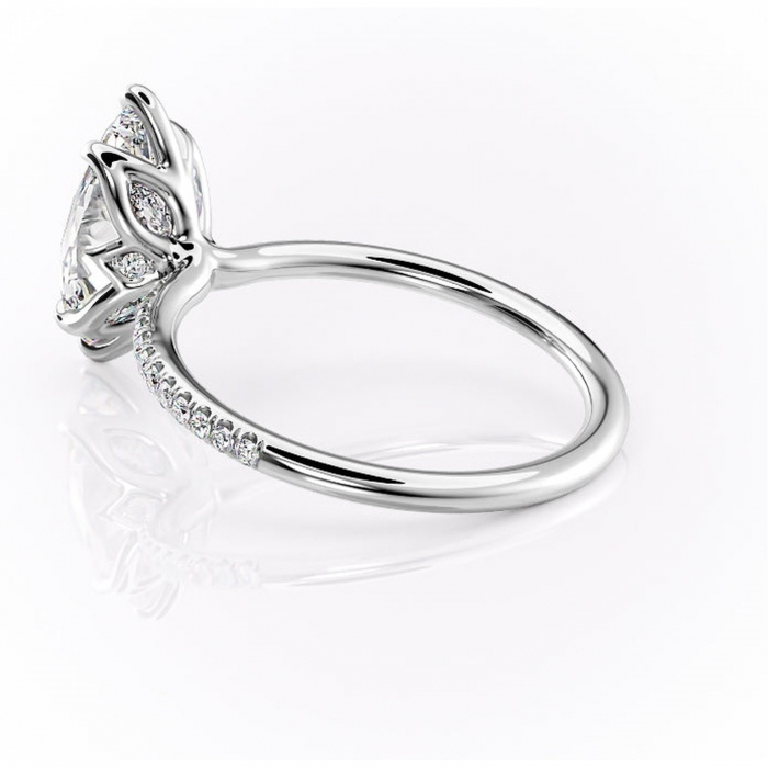 Inel de logodnă Seren din aur Alb 14kt cu moissanite tăietură marquise – Montură pavé rafinată pentru profil înalt | Personalizează și configurează gratuit online [5]