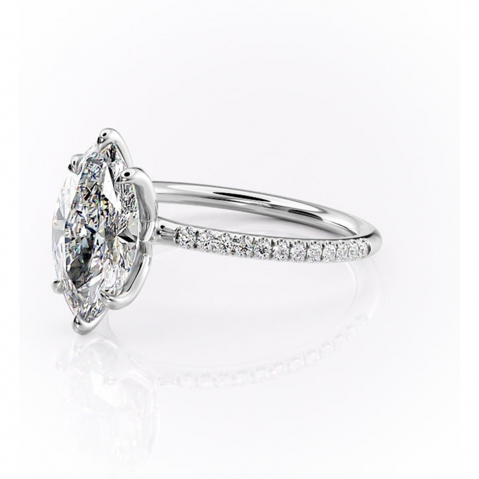 Inel de logodnă Seren din aur Alb 14kt cu moissanite tăietură marquise – Montură pavé rafinată pentru profil înalt | Personalizează și configurează gratuit online [7]