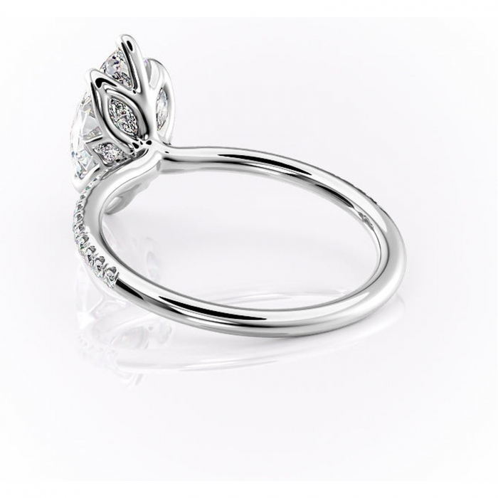 Inel de logodnă Seren din aur Alb 14kt cu moissanite tăietură marquise – Montură pavé rafinată pentru profil înalt | Personalizează și configurează gratuit online [4]