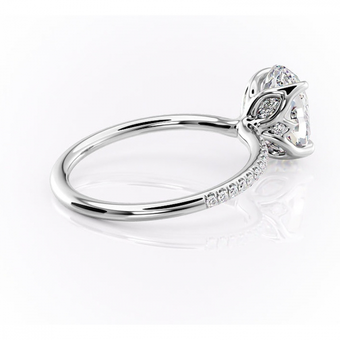 Inel de logodnă Seren din aur Alb 14kt cu moissanite tăietură ovală – Montură pavé rafinată pentru profil înalt | Personalizează și configurează gratuit online [3]