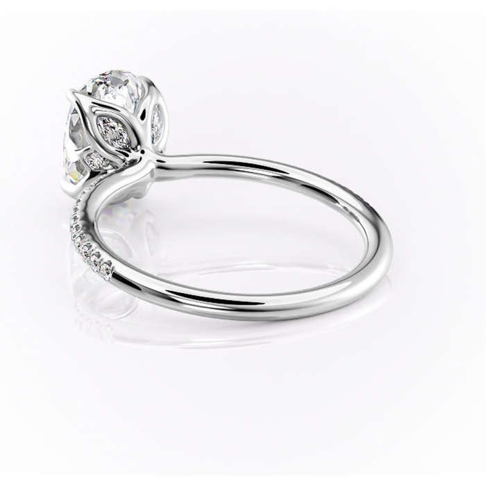 Inel de logodnă Seren din aur Alb 14kt cu moissanite tăietură ovală – Montură pavé rafinată pentru profil înalt | Personalizează și configurează gratuit online [4]